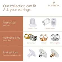 BEADNOVA Earring Backs For Studs Rubber Plastic Silicone Earring Backings Clear Secure Pierced Ear Studs Backs Stopper Safety Hypoallergenic Ear Post Backing For Hook Earstuds (200 Pcs)(1000pcs) - Type2 - 查看 4