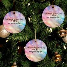 2025 1pc 2D Take Control Of What I Say, O LORD Christmas Decorations Indoor 2.9 Inch Positive Quotes Sayings Ceramics Ornaments Single-Side Print Funny Gifts For Women/Men For Employees Neighbor Grandpa Students Decor - 粉紅白色 - 查看 7