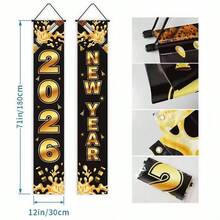 1 Set Eid Mubarak Couplet 2026 Feliz Año Nuevo Cartel de Pórtico Bandera y Bandera, Decoración de Granja para Fiesta de Vacaciones, Decoración para el Hogar y Exterior, Bandera de Vacaciones, Exhibición Estacional, Bandera Decorativa, Eid Creciente de Luna Ciudad Placa Negro Oro, Decoración de Eid, Decoración de Eid para el Hogar, Regalo de Eid, Couplet de Año Nuevo, Suministros para Fiestas Musulmanas Islámicas - Multicolor - Ver 9