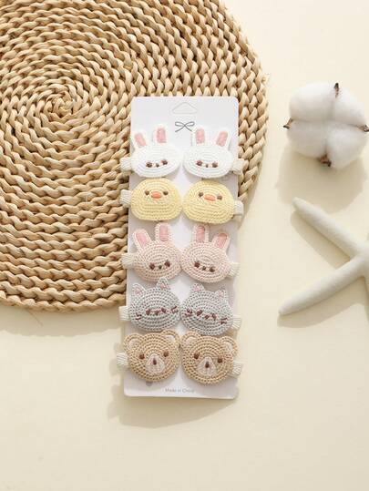 jralon 10个/套 可爱动物造型发夹，柔软可爱，适合婴儿、刘海等各种发饰，不伤发，四季皆宜