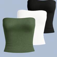 5-Piece Set: Women's Strapless Tube Top With Lining, Bustier Style, Basic Blogger Fashion, One Size - KIT 3 Peças-3 - View 1