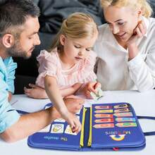 12合1多功能益智板 - 感官玩具，促进运动技能发展 - 带拉链、搭扣、纽扣和系带的学习活动书，适合0岁以上儿童 - 男孩女孩的理想生日礼物，配件颜色随机