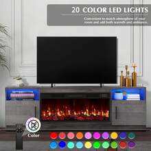 70 Inch Fireplace TV Stand Entertainment Center With 36" Fireplace, 70" Wooden TV Stand For TVs Up To 80", Media TV Console With High Gloss Storage Cabinet And 16 Colors LED Lights - 查看 3