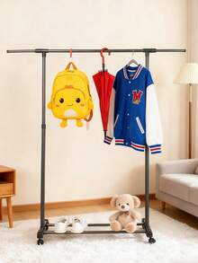 All-In-One Versatile Rolling Clothes Hanger - Holds Clothes, Bags, Hats & Shoes, Ideal For Small Spaces & Easy Mobility - Black - View 3