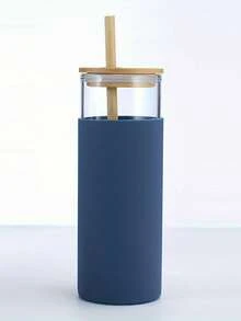 1pc Customized Glass Straw Cup, Personalized Bridesmaid Water Bottle, Customized Glass & Silicone Cup, Bachelorette Party Gift, Bridesmaid Invitation - Multicolor - View 13