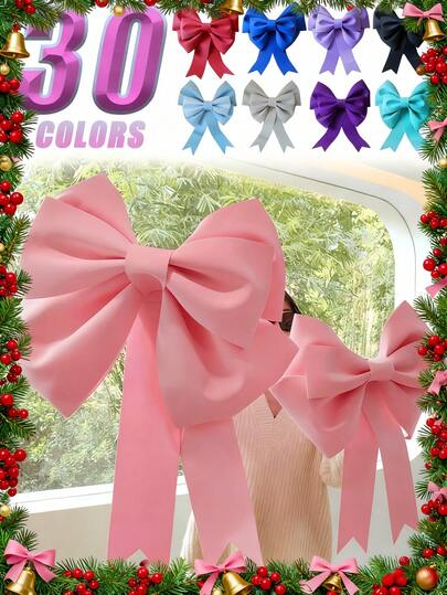 2 piezas, Grandes lazos rosas para decoración navideña; Grandes lazos para decoración; Lazo rosa para coche; Fiesta con lazo rosa; Lazo rosa gigante para coche; Decoración con gran lazo; Decoración de pared con lazo; Decoración de pared con gran lazo para cumpleaños, Paquete de material para decoración de pared con gran lazo súper DIY, ¡Se puede usar para el Día de la Madre y la decoración de fondo de fiestas de boda! 30cm/50cm/75cm Decoraciones navideñas para el hogar, Regalos de Navidad, Decoración navideña