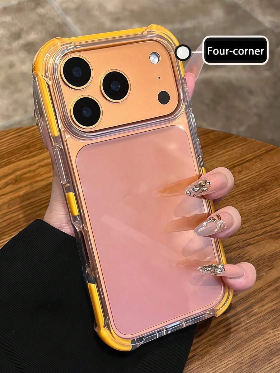 Screen Protection Shockproof Transparent Orange Solid Color Material Hybrid Bumper Armor Phone Case Compatible With IPhone 17 Pro Max 17 Pro 17 Air 14 15 16 17 Pro Max 11 12 13 14 16E Shockproof Back Cover Easter Spring Gift