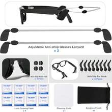 TFKI Smart Glasses Accessories Kit For Ray-Ban Oakley/Meta Wayfarer/Headliner/Skyler Includes 4 Pairs Nose Pads4 Pairs Anti-Slip Ear Hook 2 Pcs Anti-Drop Lanyard 6 Pcs Lens Cleaning Papers Eyeglass Pouch - 如圖 - 查看 7