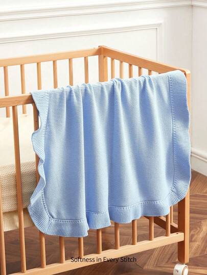 1pc Baby Knitted Blanket, 100% Cotton, Comfortable Throw Blanket, Suitable For All Seasons