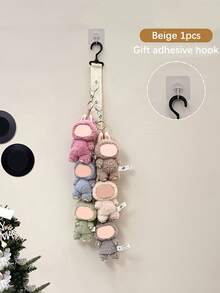 Plush Doll Hanging Rack With Metal Clips, Doll Wall Mounted Storage Belt, Doll Display Rack, Forlabubu Brand Stainless Steel Cap Rack, With 8 Clips - Can Hold 16 Baseball Caps, Wall Mounted, With Adhesive Hook, Black/Beige - Multicolor - View 7