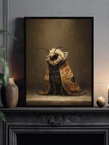 1 Stück Käfer mit Laterne Muster, melancholischer Motte in Samtumhang Muster, Vintage Insekten Poster, Dark Academia Muster, stimmungsvolle Wandkunst, antike Wildblumen, Schlafzimmer Dekoration, Wohnzimmer Dekoration, Studentenwohnheim Dekoration, ideales Geschenk für Freunde, Wandkunst, Wanddekoration, Heimdekoration, Raumdekoration, Leinwandkunst, Poster, Wandkunst mit Rahmen, optionaler Rahmen