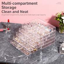 1 pezzo Scatola portaoggetti gioielli con 120 scomparti, grande capacità, organizer per cassetti trasparente a prova di polvere per anelli, orecchini, collane