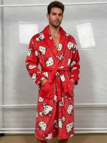 新款法兰绒睡袍，女士保暖中长浴袍，舒适优雅的睡衣，也可作外穿 - 彩色 - 查看 4