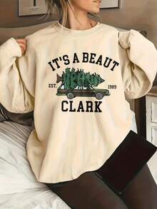 Day UnisexWomen'S  Graphic Crewneck Sweater - Red Holiday Sweater With It'S A Beaut Clark & National Lampoon'S  Vacation Design, Soft Long Sleeve Casual Pullover Autumn Winter, Cozy Movie Nights & Themed Partiesprinting - Deep Green - 查看 8