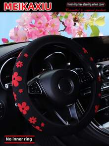 MEIKAXIU Soft Sponge Floral Steering Wheel Cover, Elastic Fit For 14.5-15 Inch Cars, Decorative Accessory, Suitable For Women - 3D Foam Flowers - View 7