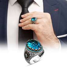 1PC Domineering Business Men's Fashion Wedding Engagement Gemstone Ring Boyfriend Party Casual Accessories Father's Day Birthday Christmas Gift Men's Luxury Jewelry US Size 5-13# - 藍色 - 查看 3