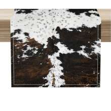 Cow Print Table Runner, Brown Cowhide Printed Western Style Tablecloth, Farmhouse Rustic Cow Pattern Table Decor Suitable For Home, Kitchen, Dining Room - Multicolor - View 10