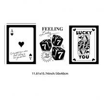 مجموعة طباعة فنية ثلاثية القطع بدون إطار، أسود وأبيض، مجموعة ملصقات بطاقات البوكر الأس البرونزي، ديكور جداري بطابع Y2K، هدية عيد الحب بموضوع بطاقات اللعب، ملصق مبسط لغرفة النوم وغرفة المعيشة - متعدد الألوان - مشاهدة 12