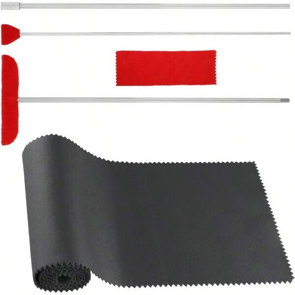 5pcs Grand Piano Soundboard Cleaning Tools Includes Big And Small Brush Head Cleaning Tool Extension Rod Soft Fiber Polish Cloth Piano Cleaner Kit Black Soundboard Dust Cover