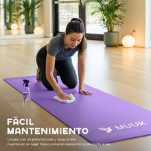 MUUK FITNESS Tapete de Yoga Foamy Antideslizante 150 x 59 cm | Esterilla Ligera de 8 mm con Correa de Transporte| Almohadilla para Rodillas y Codos | Material EVA Resistente, Ligero y Cómodo | Ideal para Ejercicio en Casa, Gimnasio, Parque, Viajes, Meditación y Estiramientos - Morado - Ver 8