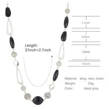 Noessla Layered Long Necklaces For Women Crystal Beaded Statement Necklace Sweater Silver Chain With Gifts Box Jewelry{Inchcolor_nameinch:Inch07-Blackgreyinch} - 07-黑灰色 - 查看 8