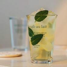 1/2/4pcs Elegant INS Style Glass Cups For Ice Coffee, Juice, Milk, Cocktails & Pearl Milk Tea - Durable, Hand Wash Only, Multi-Purpose Beverage Glasses With Sophisticated Design, Drink Serving Cups | Clear Drinkware | Reusable Cups, Coffee Cup - Green - View 6