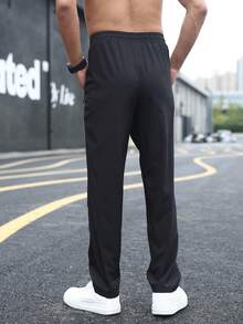 Plus Size Men's Loose Casual Sports Pants, Comfortable Athletic Trousers For Spring And Autumn - Black - View 5