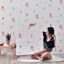 15 paneles de pared de vinilo 3D, papel tapiz de espuma con patrón de ladrillo autoadhesivo e impermeable - Paquete suave de fácil instalación para decoración del hogar