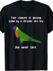 Rainbow Lorikeet Never Zero, Funny Cute Pet Lory Parrot Bird T-Shirt - 款式7 - 查看 1