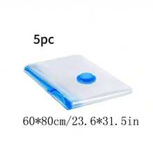 5pcs Vacuum Compression Zipper Storage Bags, Vacuum Compression Bags [Pump Not Included] Suitable For Clothes, Bedding, Closet Storage - Saves 80% Space, Travel Storage Bags (5 Sizes Available) - Blue and White - View 13