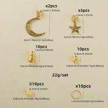 45 قطعة مجموعة ديكور كبيرة باللون الذهبي، تصميم بوهيمي وهيب هوب أنيق لمشابك الشعر، هدية رمضان، حلقات شعر لتزيين الضيوف، هدية ديكور حفلة عيد الحب، هدية ديكور حفلة رأس السنة الجديدة، هدية ديكور حفلة رمضان - متعدد الألوان - مشاهدة 8