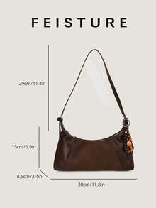 1 Túi đeo nách chắp vá cổ điển dành cho nữ, Túi đeo nách chất liệu PU, Tặng phụ kiện trang trí miễn phí khi theo dõi cửa hàng, Thích hợp cho các buổi đi chơi hàng ngày, hẹn hò, đi làm - Cà phê - Xem 4