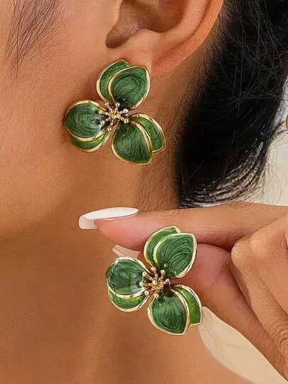 1 Coppia di orecchini retrò dal design floreale elegante, accessorio dolce e alla moda, adatto per le donne, regalo per il nuovo anno, ottimo per appuntamenti