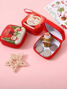 1 pieza Bolsa navideña brillante para la temporada de fiestas, neceser de maquillaje con temática de brillo, mini bandolera, combinable con atuendo navideño 2025