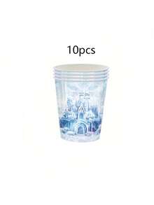 10pcs/20pcs/50pcs/Set,Frozen Winter Snowflake Paper Plate Celebration Party Tableware Round Disposable Dinner Paper Plate Suit Winter Snowflake Theme Party 9 Inch 7 Inch Paper Plate Paper Cup Paper Towel Birthday, Christmas, Winter Event Party Table Supplies - Multicolor - View 9