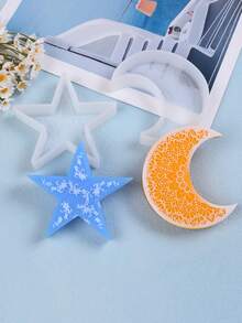 1pc Moon & Star Silicone Mold, Cake Mold, Silicone Moon Chocolate Mold, Festival Cake Mold, - White - View 3