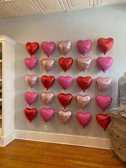 16/24/32pcs Valentine's Day Heart Shaped Balloon Set, 18 Inch Foil Heart Balloons In Pink, Hot Pink, Red, Rose Gold, Suitable For Backdrop Decoration, Influencer Photo Props, Romantic Surprise Night, Engagement, Wedding, Birthday Decor, Proposal, "She Said Yes", Red Wall, "Will You Marry Me?", Romantic Proposal, "Will You Be My Girlfriend?", Galentine's