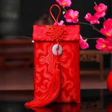 2pcs Chinese Knot Silk Red Packet Card Envelope Gift Pack Red Lucky Money Bag Suitable For New Year, New Year, Wedding Jade Pendant, Chinese New Year Thanksgiving Gift(Purely Handmade, Each Pattern Will Be Different) - Multicolor - View 2