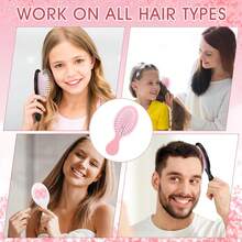 6 sztuk mini szczotek do włosów z kokardką, podróżna szczotka do rozczesywania, różowa mała szczotka do włosów na suche i mokre włosy, prezent dla dziewczyny na Boże Narodzenie, prezent na przyjęcie, upominki na baby shower 2026, pakiety na przyjęcie noworoczne (czarny, różowy, biały) - Wielokolorowe - Zobacz 5