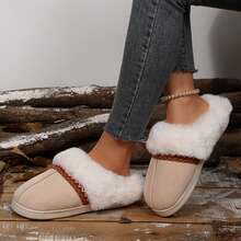 Women's Non-Slip Mute Floor Slippers - Solid Color With Plush Lining - 6652 Màu kaki - Xem 7