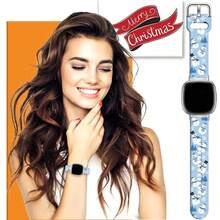Compatible con la correa del reloj Fitbit Versa 3, Versa 4, Sense, Sense 2, correa de repuesto de silicona con patrón navideño {color_name:Muñeco de nieve Azul, size_name:Para Versa4/Versa3/Sense2/Sense - Muñeco de nieve azul - Ver 5