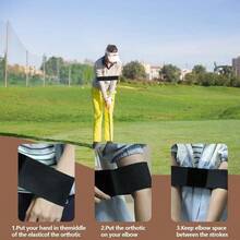 Swing Training Aid Arm Band, Portable Arm Band Correction Trainer, Easy Correct Swing Trainer Aid Grip Secret, Practice Beginners, Men, Women, - 1件黑色 - 查看 3