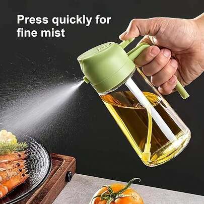 2-In-1 Oil Sprayer, 470ml Portable Plastic Kitchen Oil Sprayer Bottle, Suitable For Cooking, Grilling, Air Fryer, Baking, Salad, Etc. 2-In-1 Oil Sprayer, Kitchen Cooking, Salad, Frying, Grilling, New Year Gift