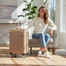 10kg Standard ANAC Travel Suitcase With 360° Removable, Expandable, Rigid, Lightweight, Durable, Premium ABS, Small Executive Carry-On Luggage, Sturdy, Reinforced, Silent Wheels, YGM Suitcases, Colors: Black, Blue, Pink, Gold, Silver, Beige - 金色 - 查看 13