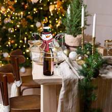 1 buc, Suporturi pentru sticle și pahare de vin de Crăciun - Suporturi decorative pentru vin în formă de Moș Crăciun și om de zăpadă, Afișaje pentru masă de sărbători, Decorațiuni pentru mese de sărbători și Cadouri excelente