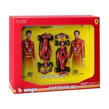 Burago 2件套 1/43比例限量版合金压铸一级方程式赛车模型套装，F1车队收藏，二级方程式赛车模型，带框套装，收藏级赛车模型高级版，RB19、RB20、W14、W15、SF23、SF24、MCL60赛车模型，男士礼物 - SF24 - 查看 2