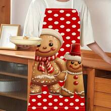 1pc Adult Gingerbread Tree Red Linen Apron - Holiday Christmas Apron, With Gingerbread Cookie Design, Durable Fabric, Holiday Cooking, Women's Apron, Funny Apron, Women's Novelty Apron, Men's Apron, Christmas Apron Women, Novelty Apron, Women's Apron, Women's Christmas Apron, Teacher Apron Linen Apron - Multicolor - View 12