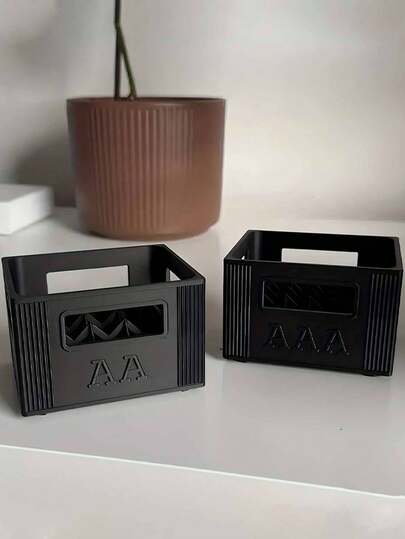 AAA/AA Battery Storage Box - High Capacity, 30/20 Slots, Durable Plastic Material, Battery Organizer, Decorative Battery Rack, Stackable Design - Batteries Not Included - Battery Holder