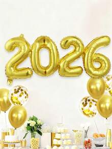 3个2026金色箔气球，连体2026数字箔气球 - 优雅的金色气球设计，非常适合婚礼、圣诞夜、毕业典礼、新年夜和派对装饰，可用作拍照道具、圣诞家居装饰，2026圣诞金色 - 彩色 - 查看 6