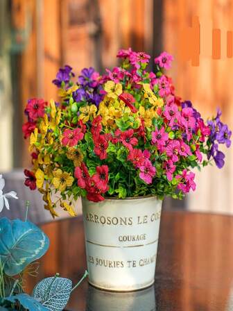 4 Bunches Outdoor Artificial Eucalyptus Leaves, UV-Resistant Fake Flowers, Suitable For Yard, Garden, Porch, Home Decor, Spring Decoration (Mixed 4 Colors)